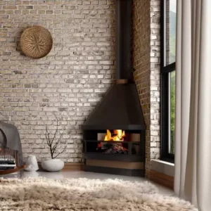 Acabamento de forro em lareira metálica